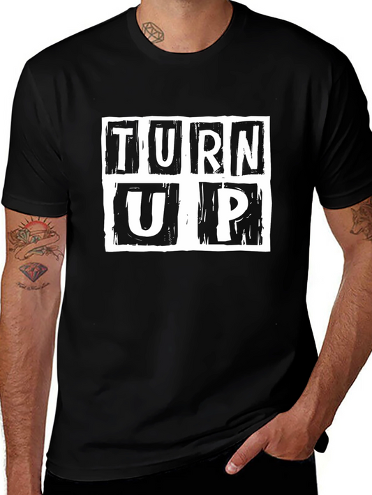 Camiseta Negra Turn Up Estampada