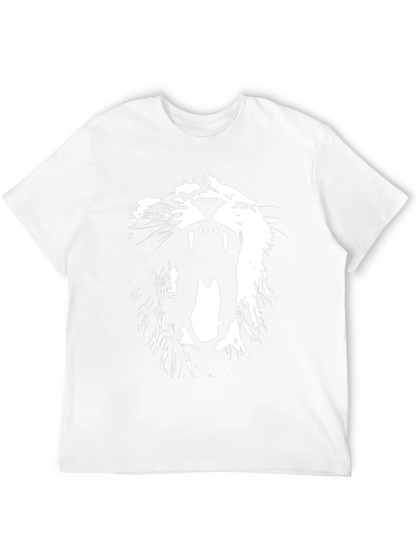 Camiseta Negra con Diseño de León Blanco