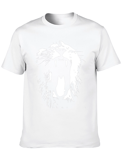 Camiseta Negra con Diseño de León Blanco