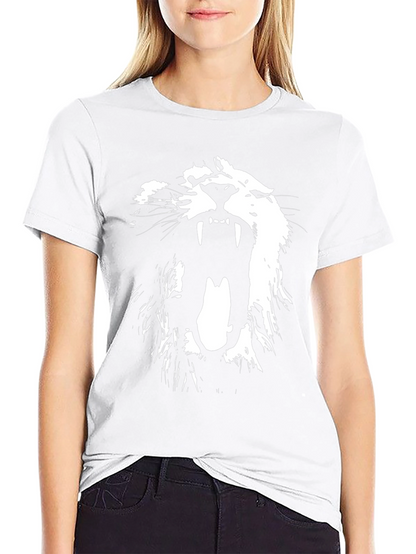 Camiseta Negra con Diseño de León Blanco