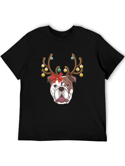 Camiseta Bulldog Navideño para Hombre