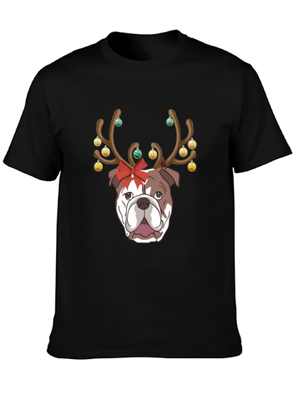 Camiseta Bulldog Navideño para Hombre