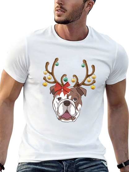 Camiseta Bulldog Navideño para Hombre