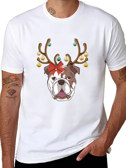 Camiseta Bulldog Navideño para Hombre