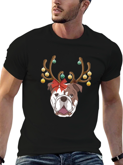 Camiseta Bulldog Navideño para Hombre