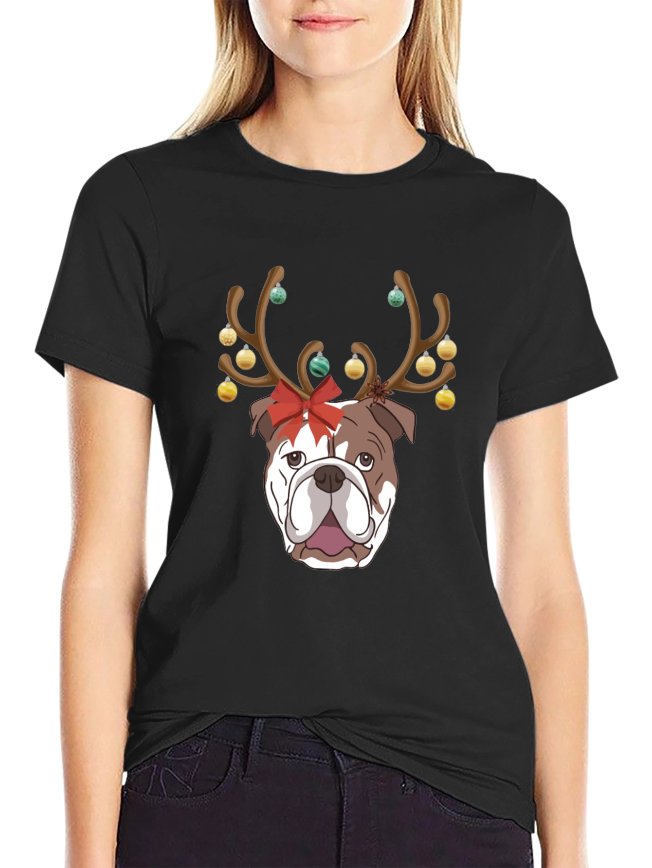 Camiseta Bulldog Navideño para Hombre