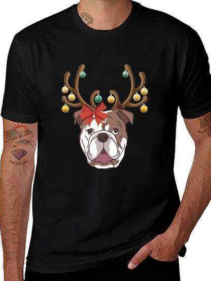 Camiseta Bulldog Navideño para Hombre