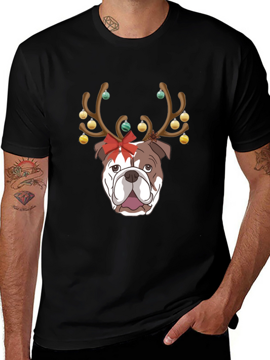 Camiseta Bulldog Navideño para Hombre