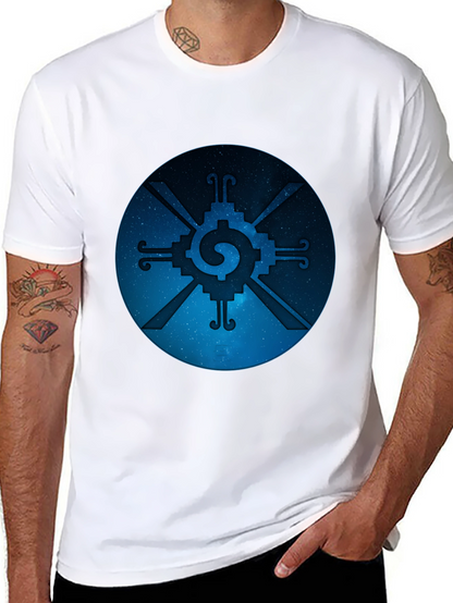 Camiseta Negra con Diseño Circular Azteca