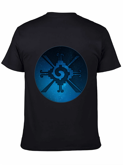 Camiseta Negra con Diseño Circular Azteca