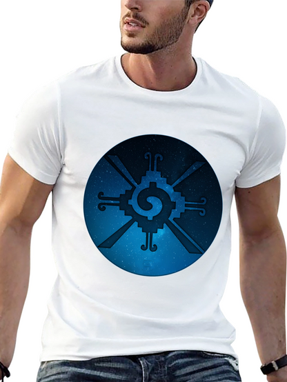 Camiseta Negra con Diseño Circular Azteca