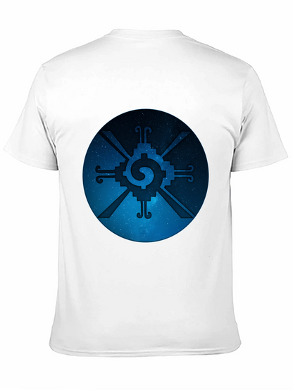 Camiseta Negra con Diseño Circular Azteca