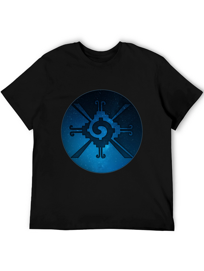 Camiseta Negra con Diseño Circular Azteca