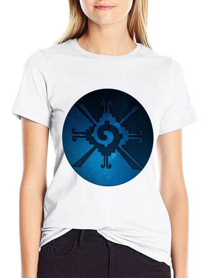 Camiseta Negra con Diseño Circular Azteca