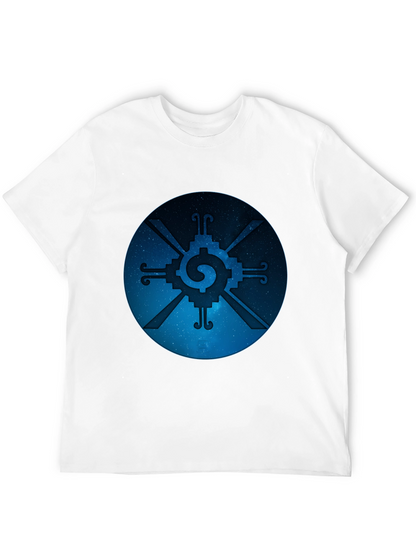Camiseta Negra con Diseño Circular Azteca