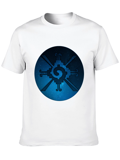 Camiseta Negra con Diseño Circular Azteca