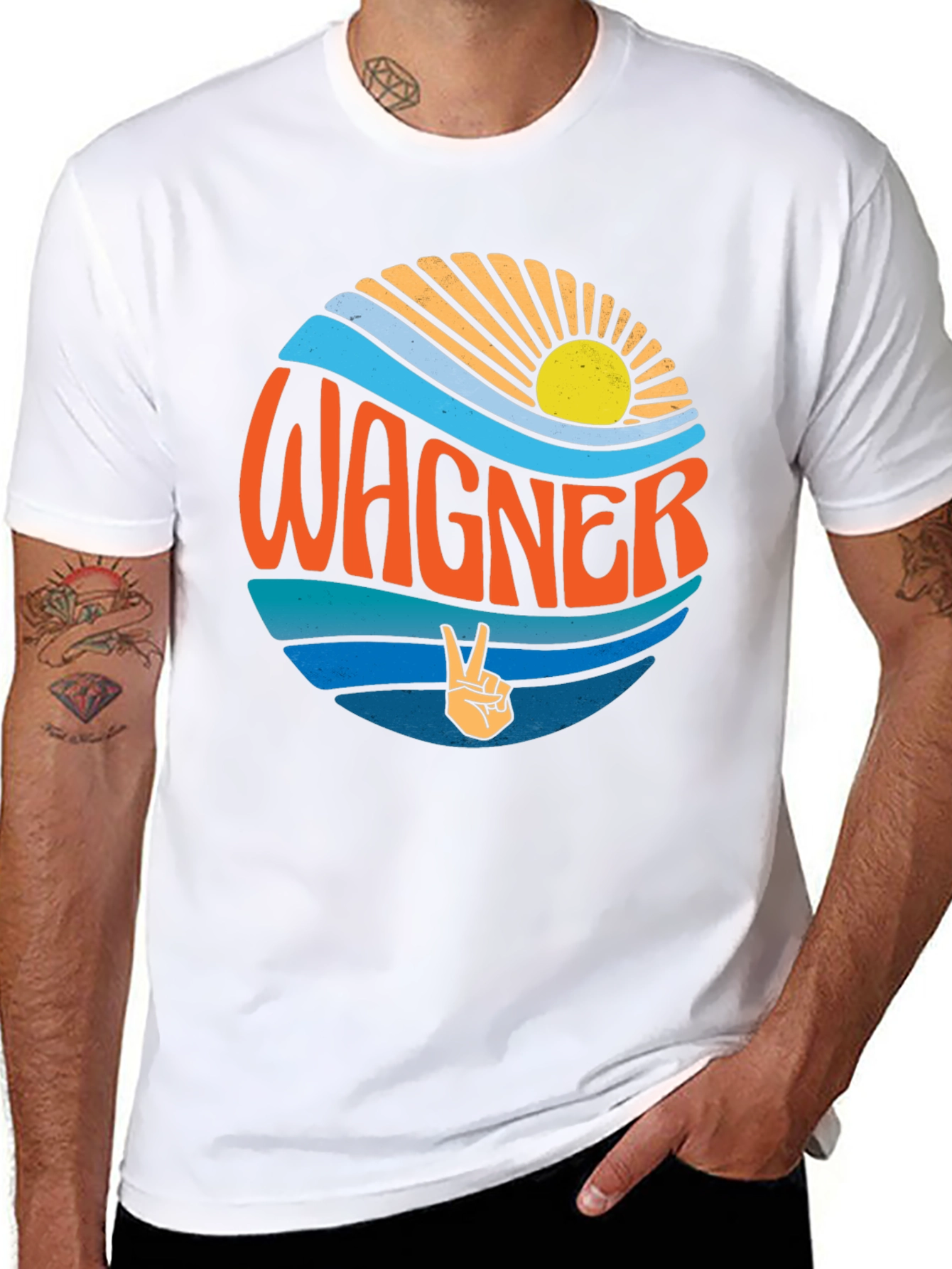 Camiseta Negra Wagner Estilo Retro Sunset