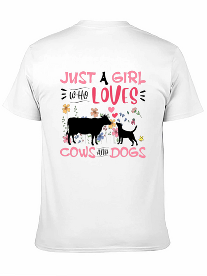 Camiseta Negra: Chica Amante de Vacas y Perros