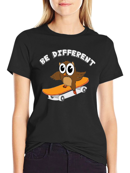Camiseta Negra con Búho Skater Sé Diferente