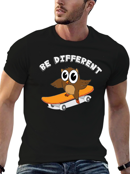 Camiseta Negra con Búho Skater Sé Diferente