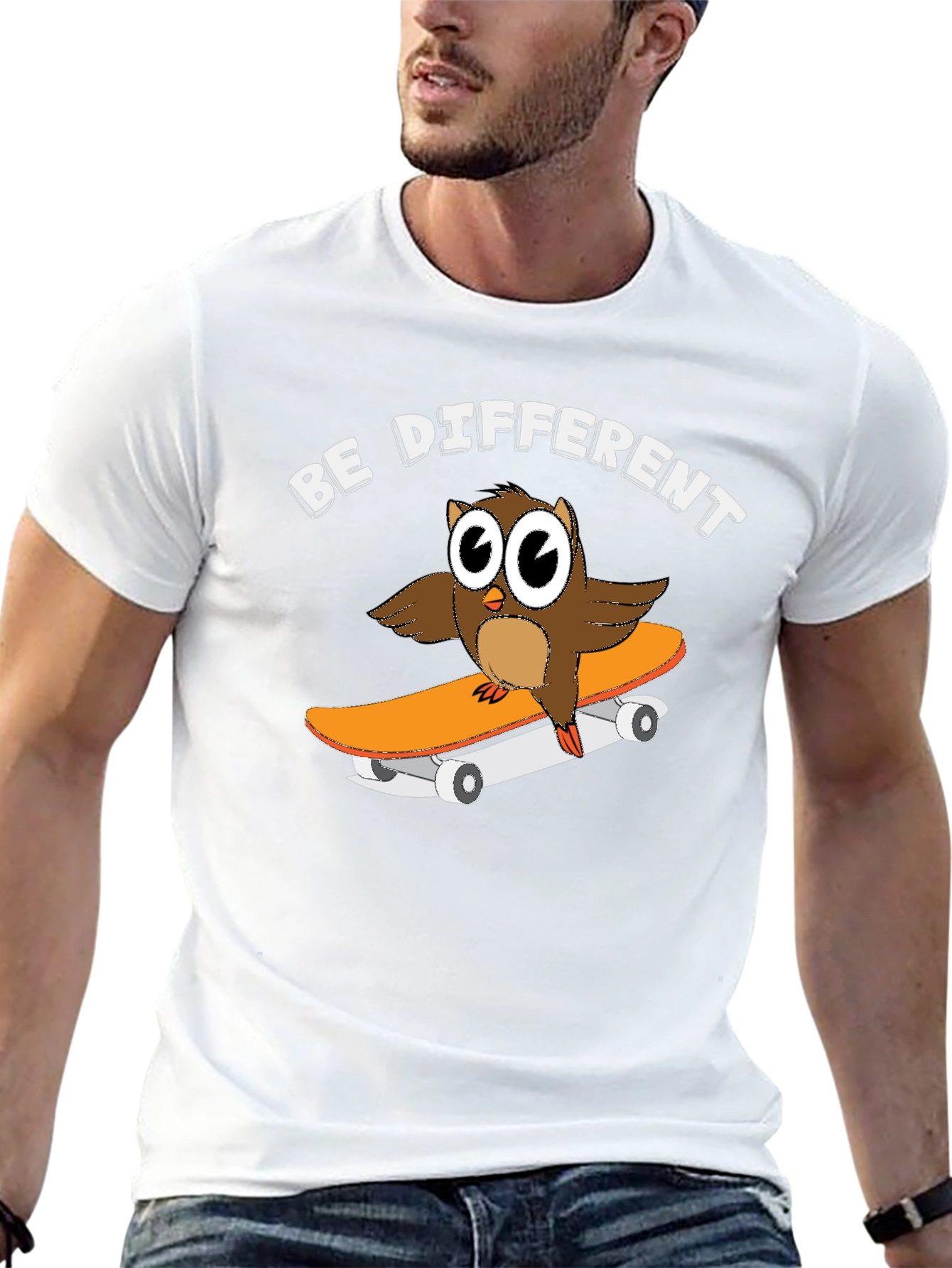 Camiseta Negra con Búho Skater Sé Diferente
