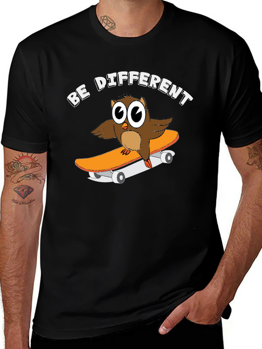 Camiseta Negra con Búho Skater Sé Diferente