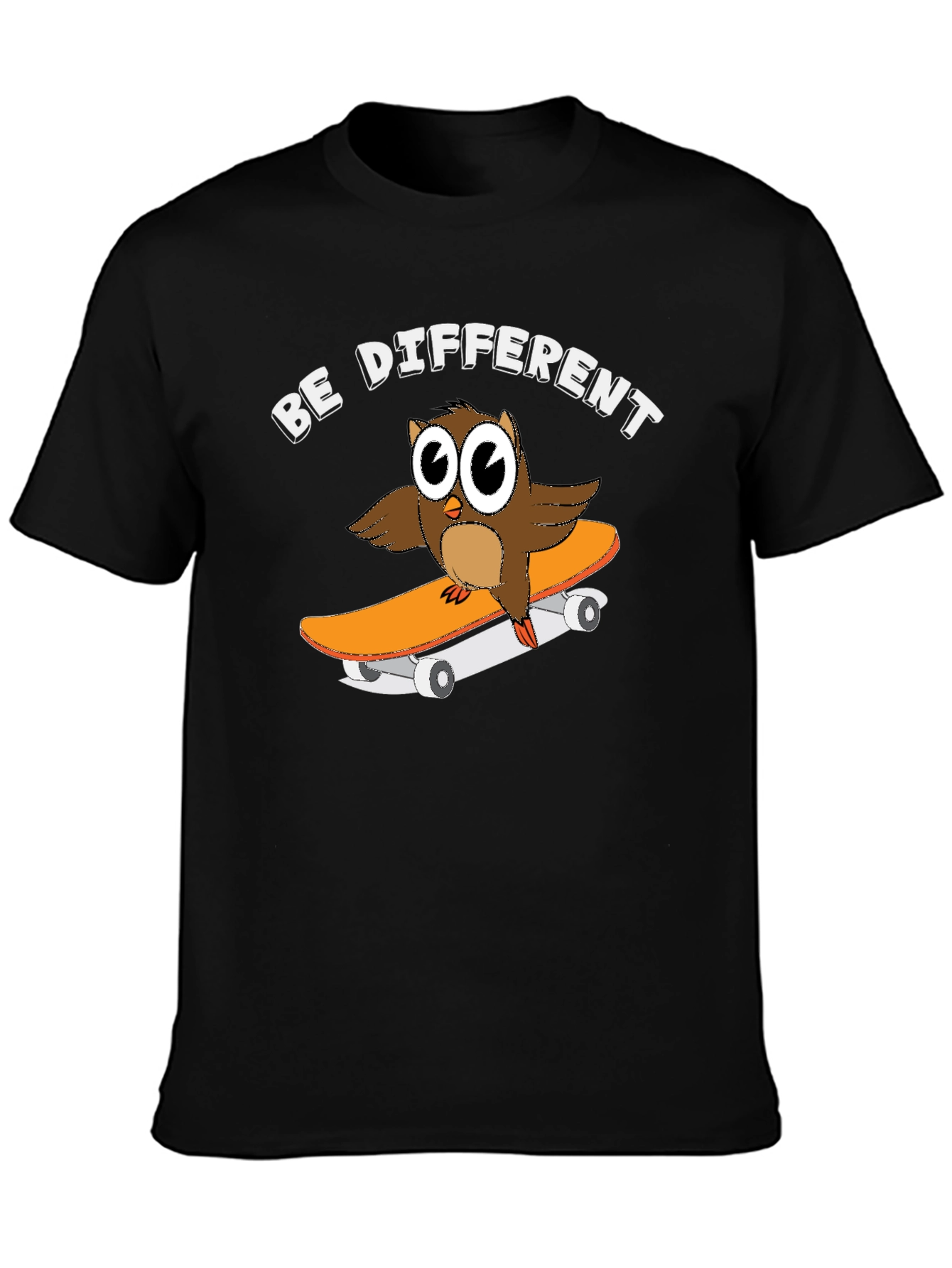 Camiseta Negra con Búho Skater Sé Diferente