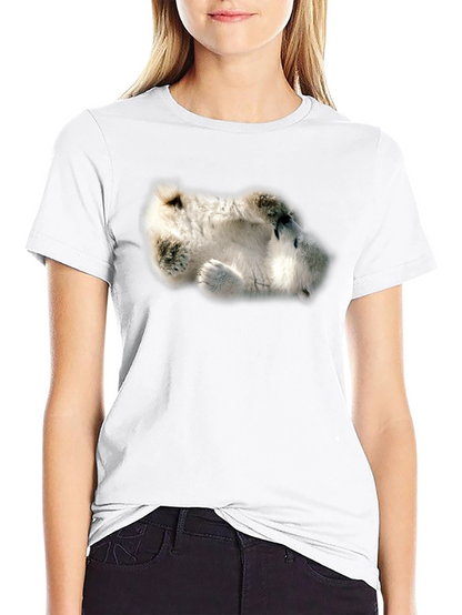 Camiseta Negra con Diseño de Oso Polar Dormilón