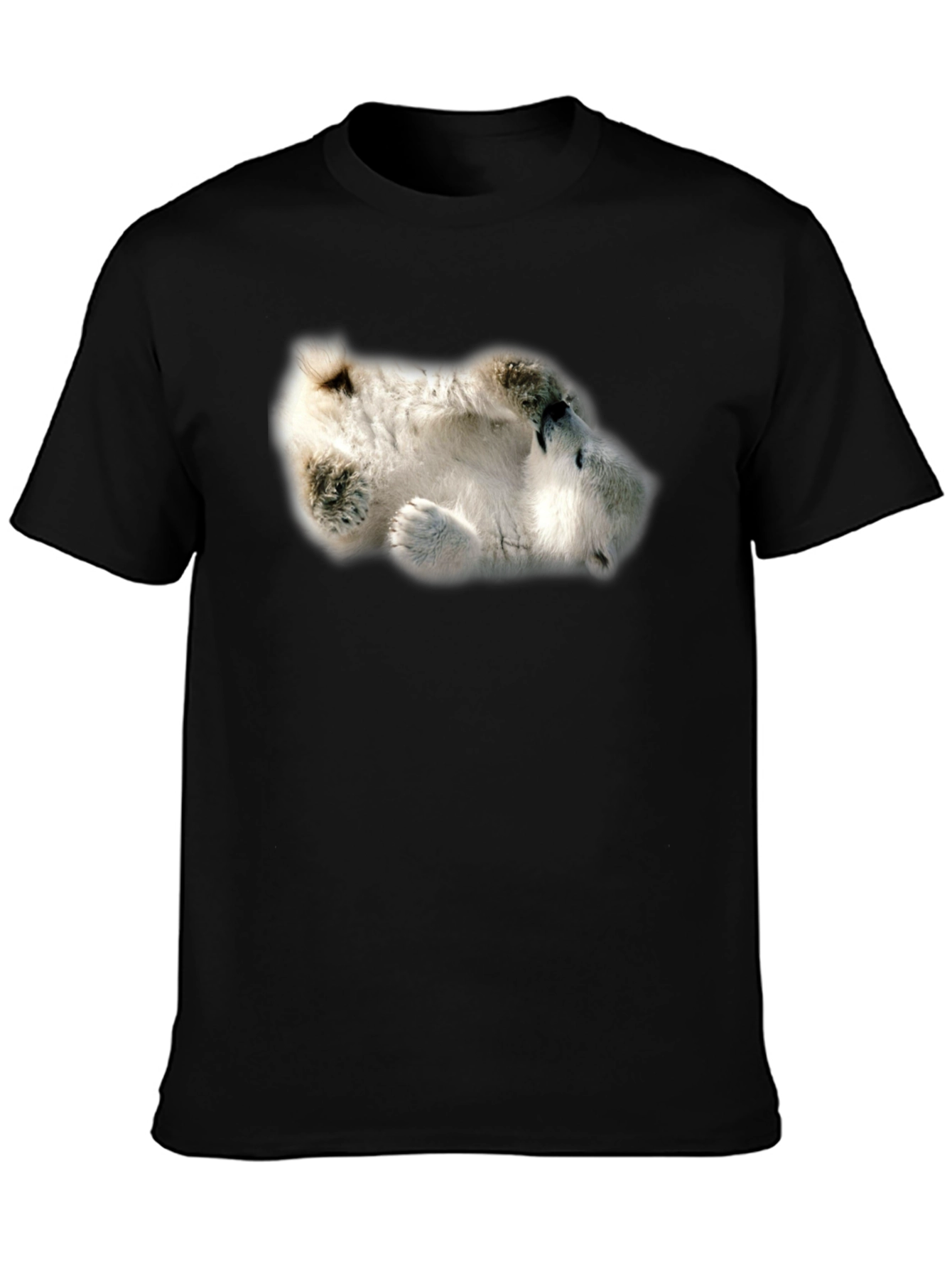 Camiseta Negra con Diseño de Oso Polar Dormilón