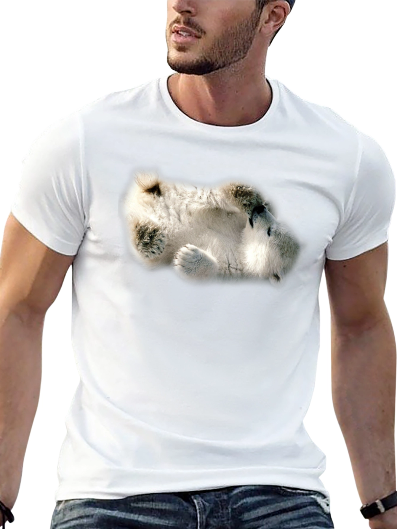 Camiseta Negra con Diseño de Oso Polar Dormilón
