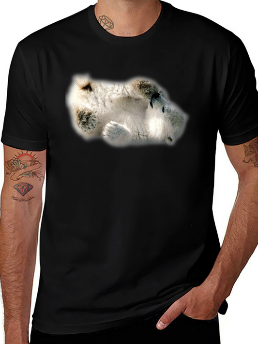 Camiseta Negra con Diseño de Oso Polar Dormilón