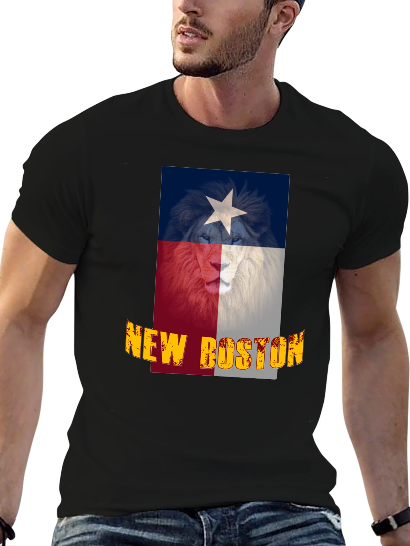 Camiseta Negra Texas New Boston León