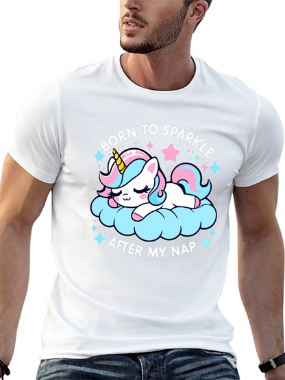 Camiseta Negra Unicornio Brillante