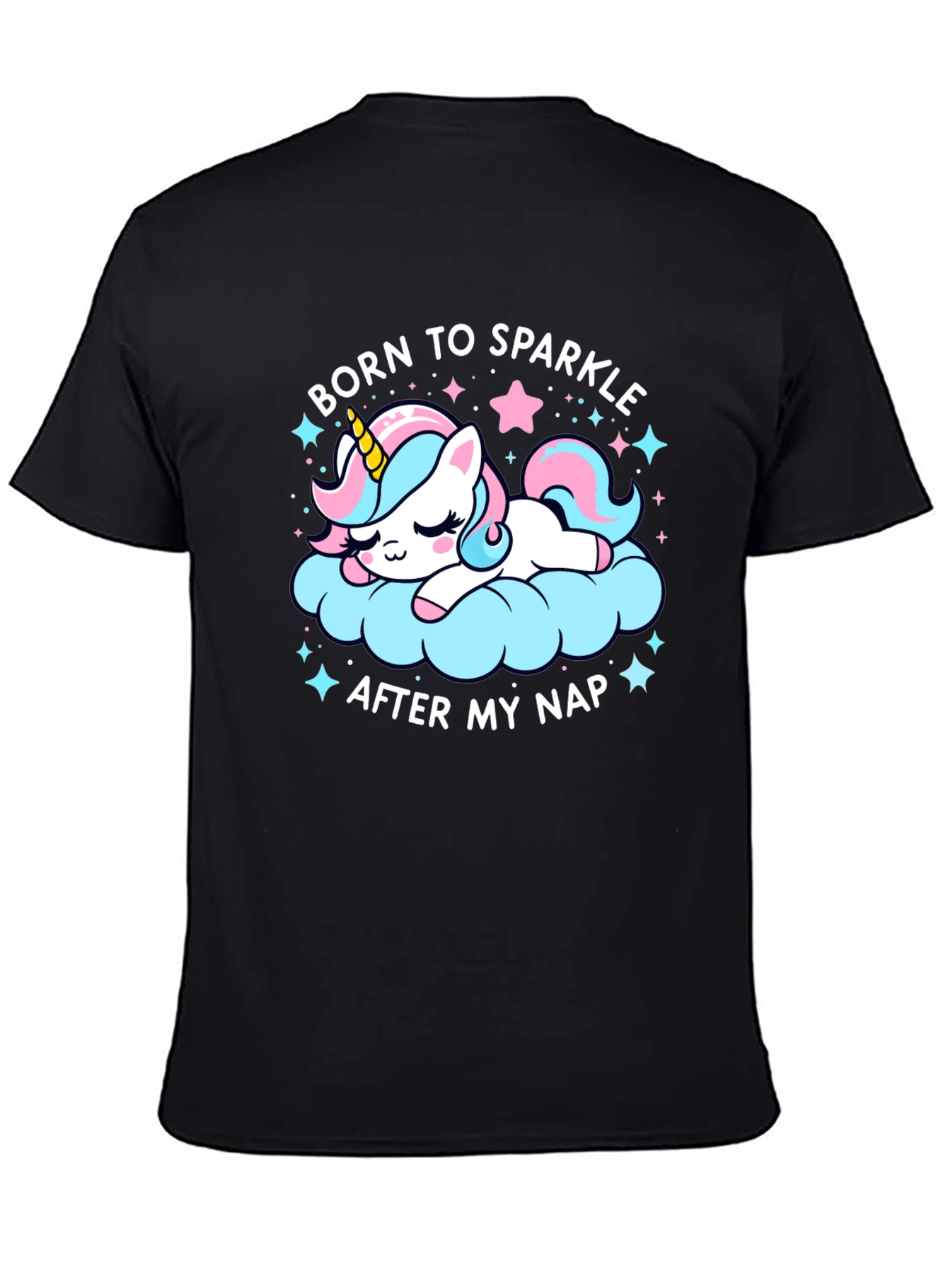 Camiseta Negra Unicornio Brillante