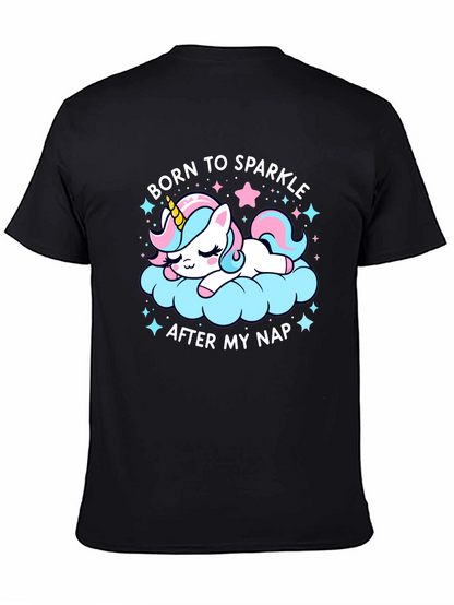 Camiseta Negra Unicornio Brillante
