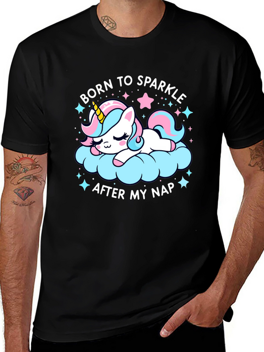 Camiseta Negra Unicornio Brillante