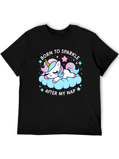 Camiseta Negra Unicornio Brillante