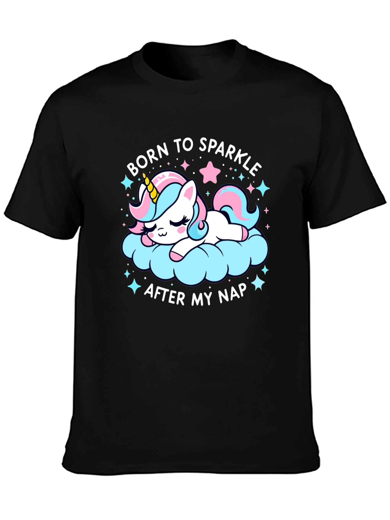 Camiseta Negra Unicornio Brillante