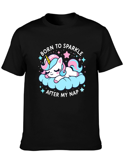 Camiseta Negra Unicornio Brillante