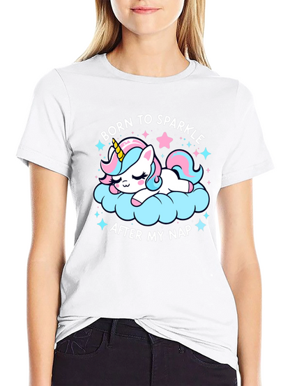 Camiseta Negra Unicornio Brillante