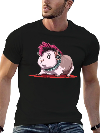 Camiseta Negra con Diseño de Cobaya Punk
