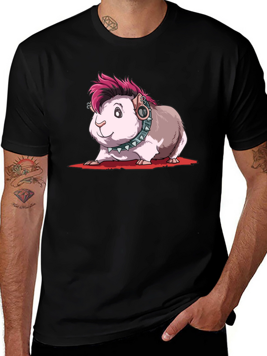 Camiseta Negra con Diseño de Cobaya Punk