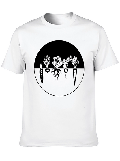 Camiseta Negra con Diseño de Vegetales