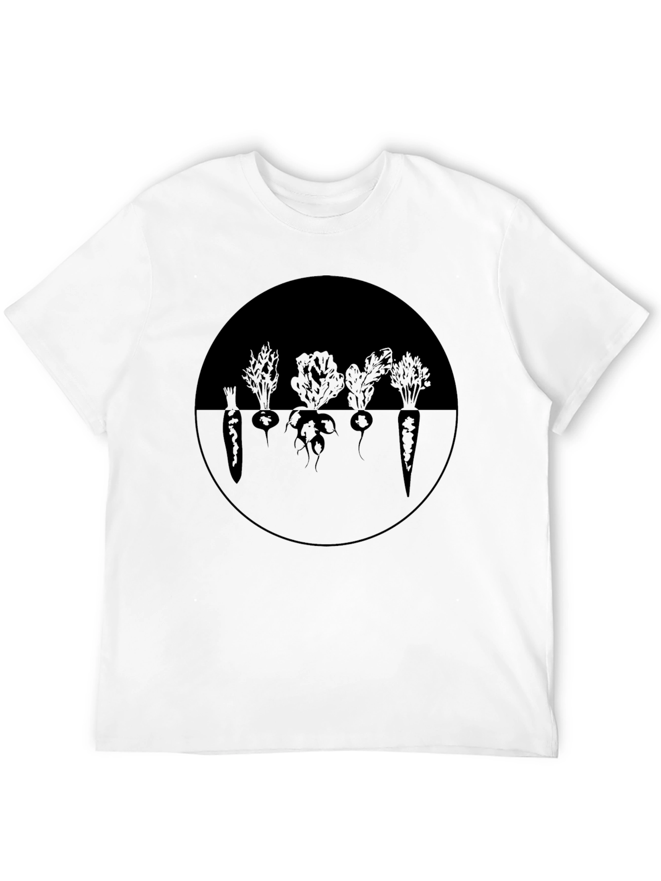 Camiseta Negra con Diseño de Vegetales