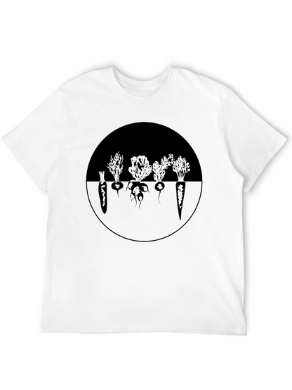 Camiseta Negra con Diseño de Vegetales