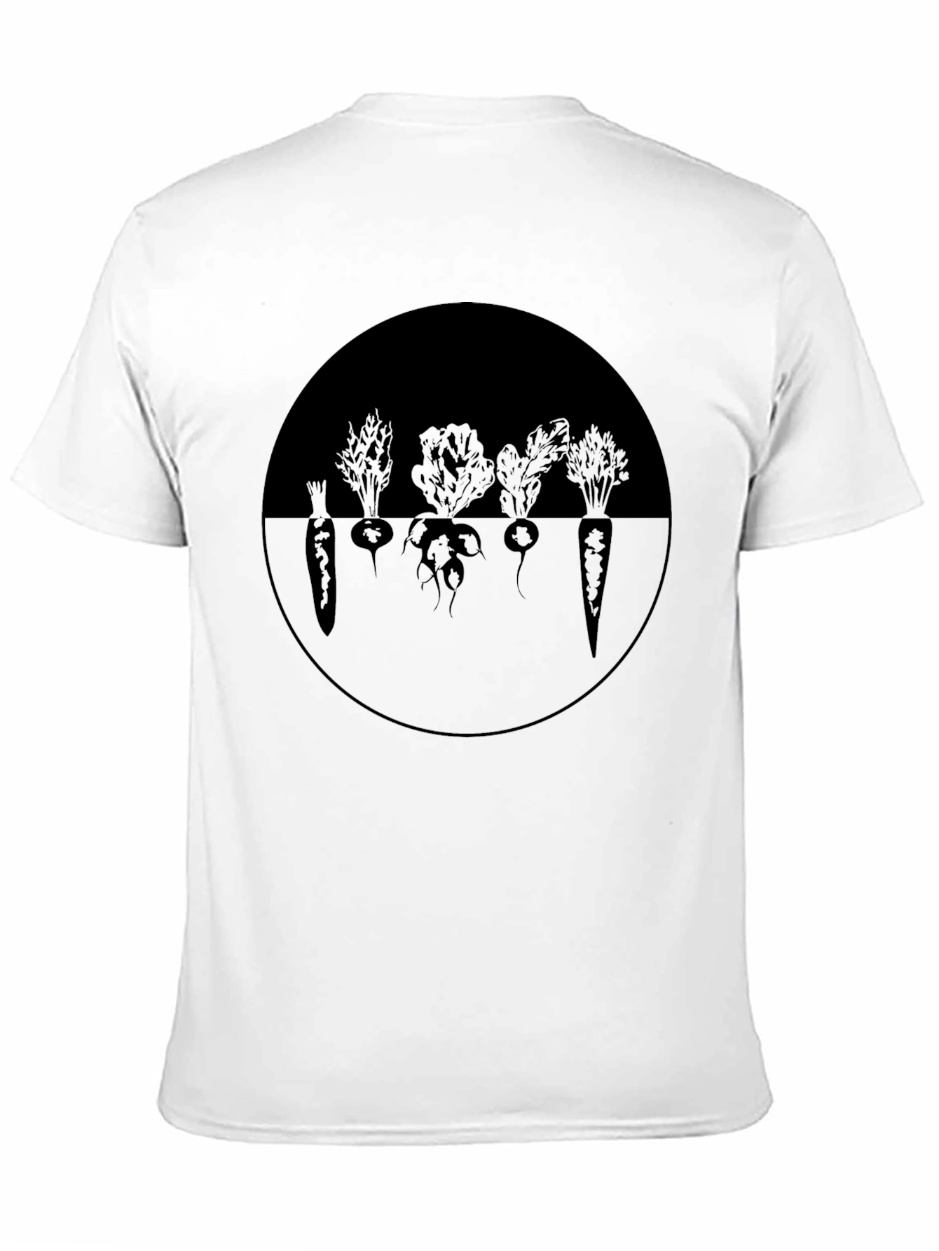 Camiseta Negra con Diseño de Vegetales