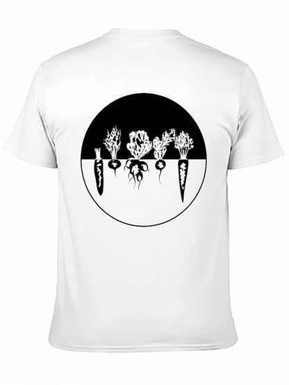 Camiseta Negra con Diseño de Vegetales