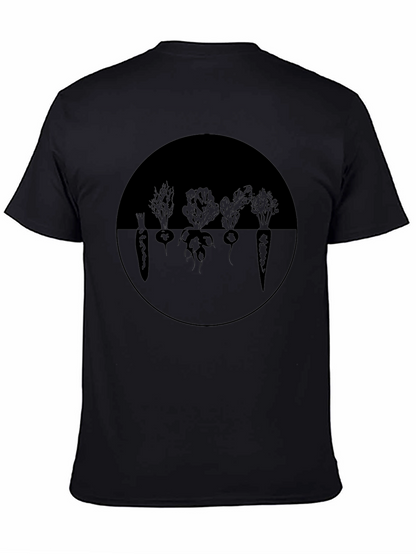Camiseta Negra con Diseño de Vegetales