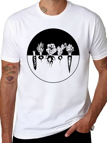 Camiseta Negra con Diseño de Vegetales