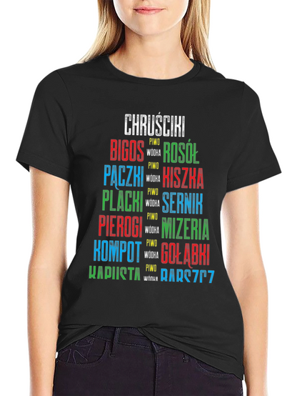 Camiseta Negra con Diseño de Comida Polaca